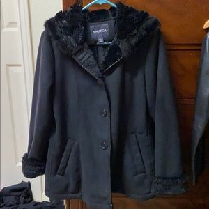 Black coat button down